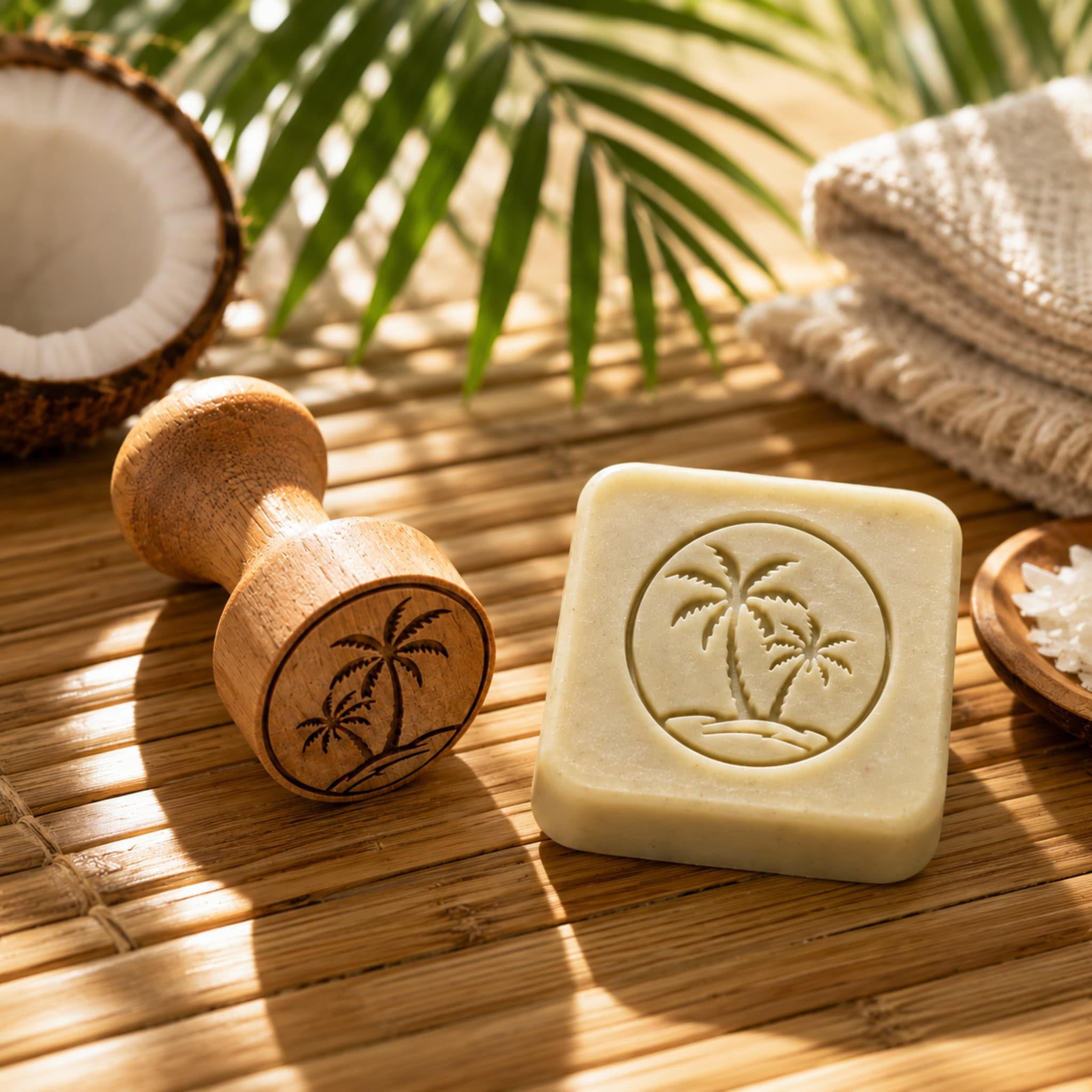 Coconut Trees Shape Wooden Soap Stamp (2.5 cm) thumbnail 2