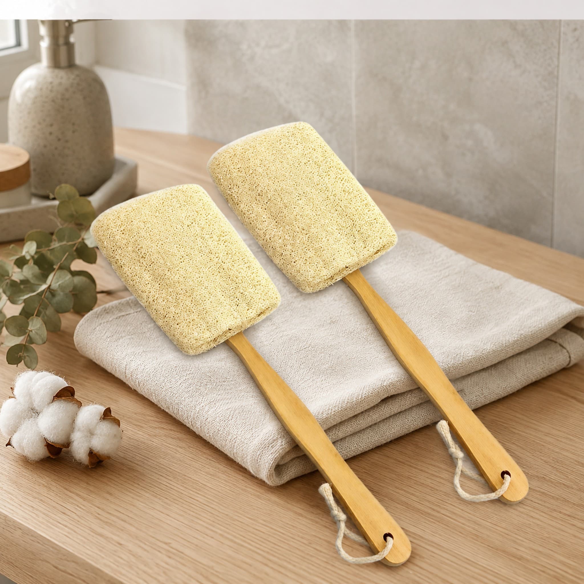 Long Handle Loofah (Natural Back Brush)