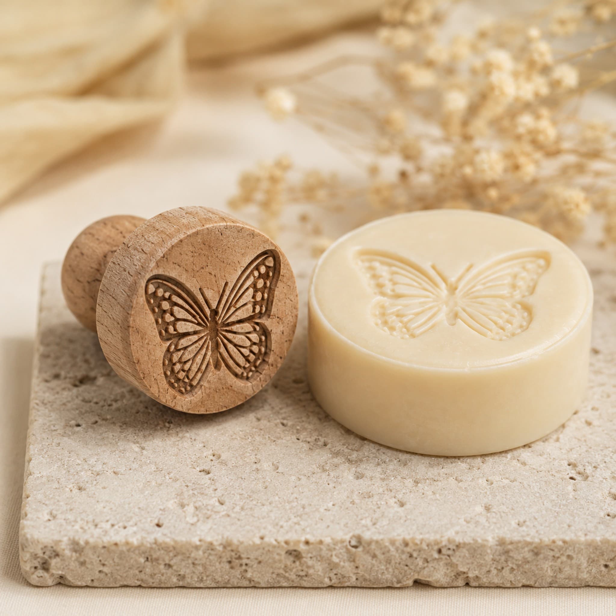 Butterfly Shape Wooden Soap Stamp (2.5 cm)