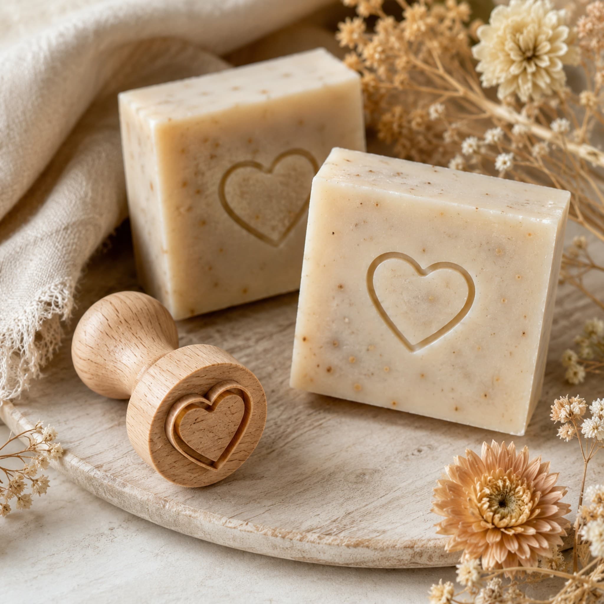 Heart Shape Wooden Soap Stamp (2.5 cm)
