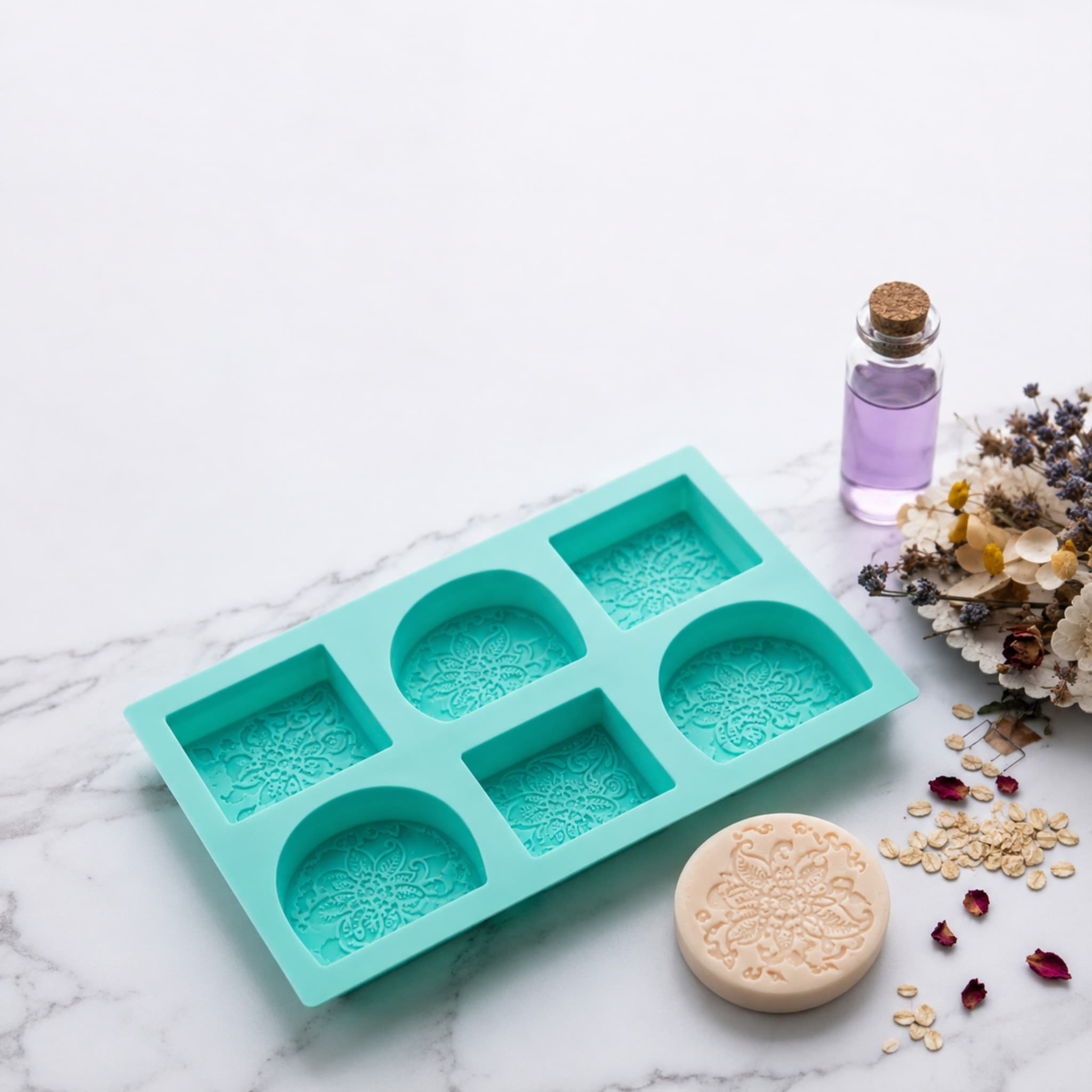 Rangoli Silicone Designer Soap Mould( 6 Cavities )