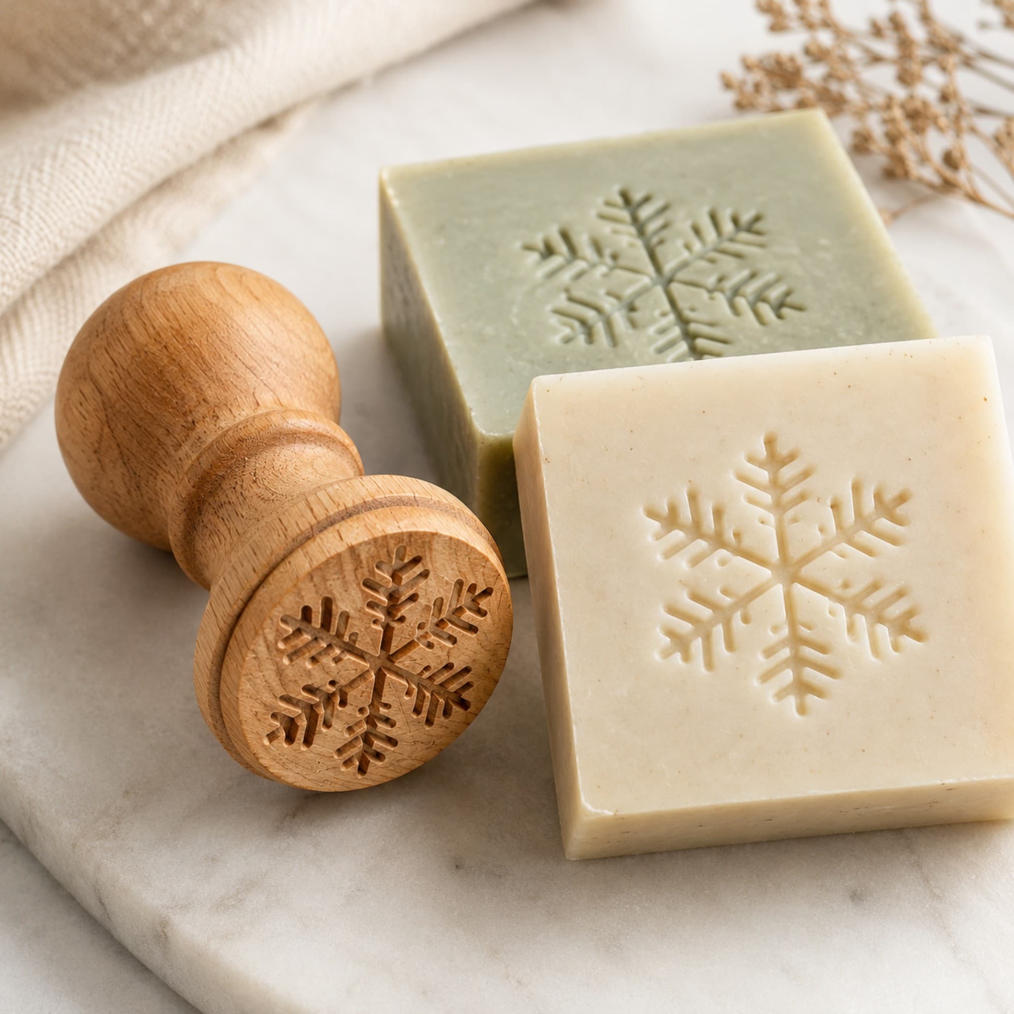 Snow Flake Shape Wooden Soap Stamp (2.5 cm)
