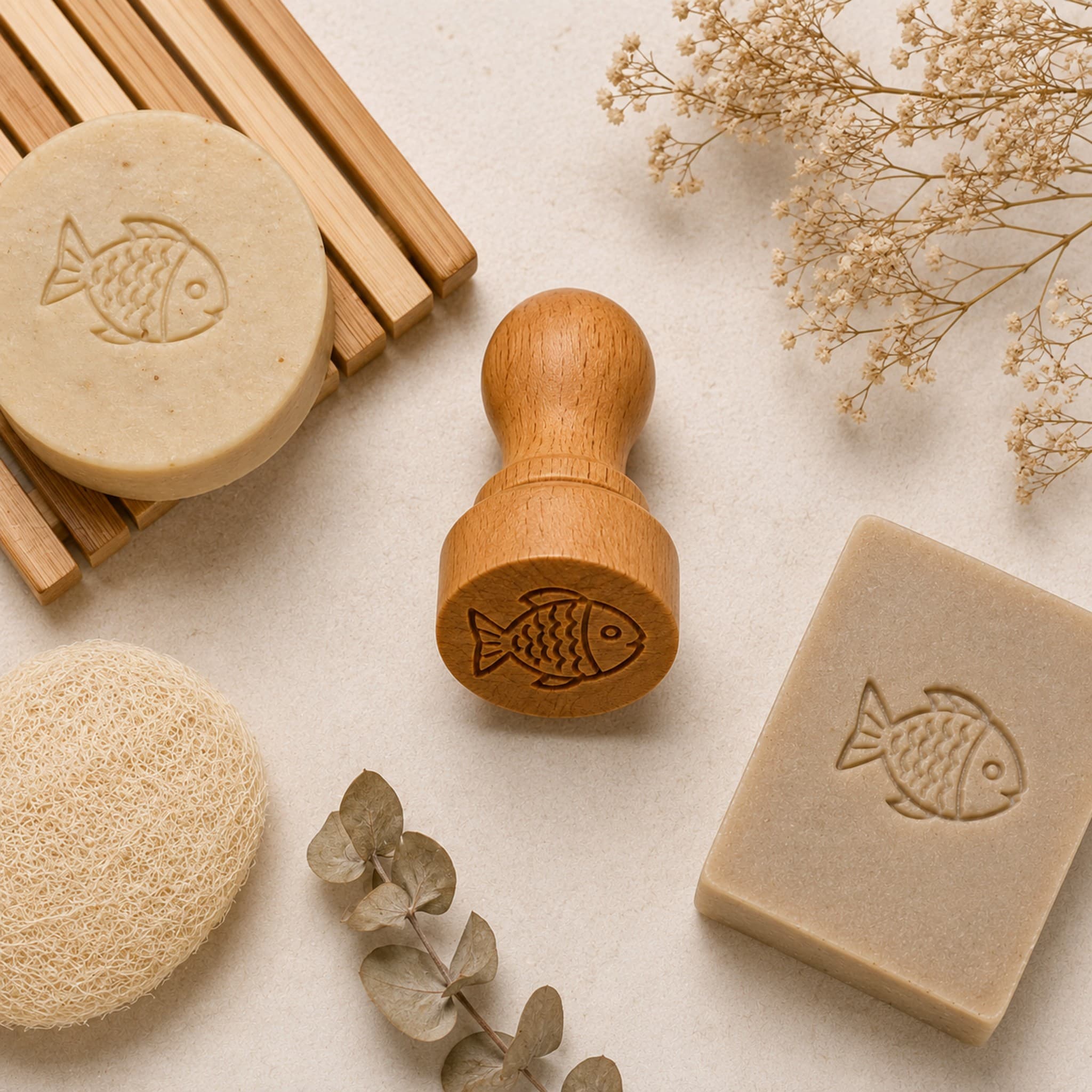 Fish Shape Wooden Soap Stamp (2.5 cm)