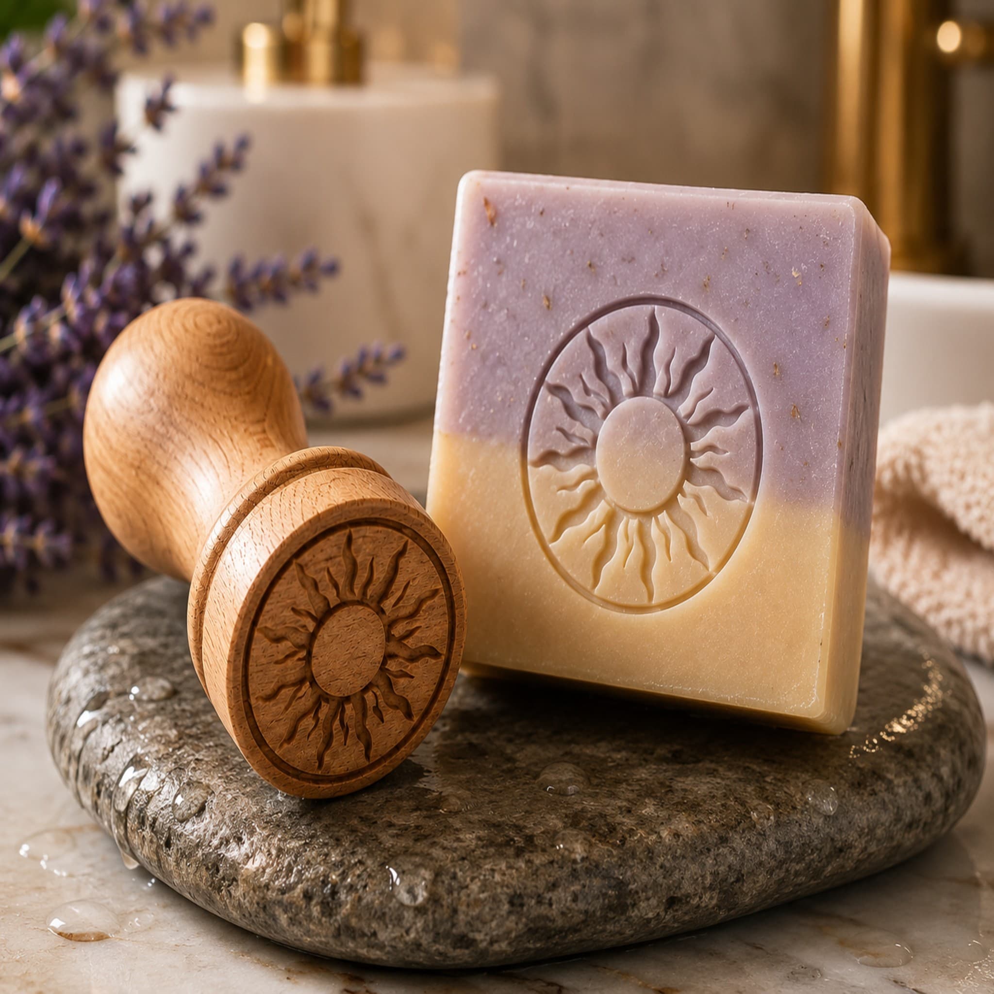 Sun Shape Wooden Soap Stamp (2.5 cm)