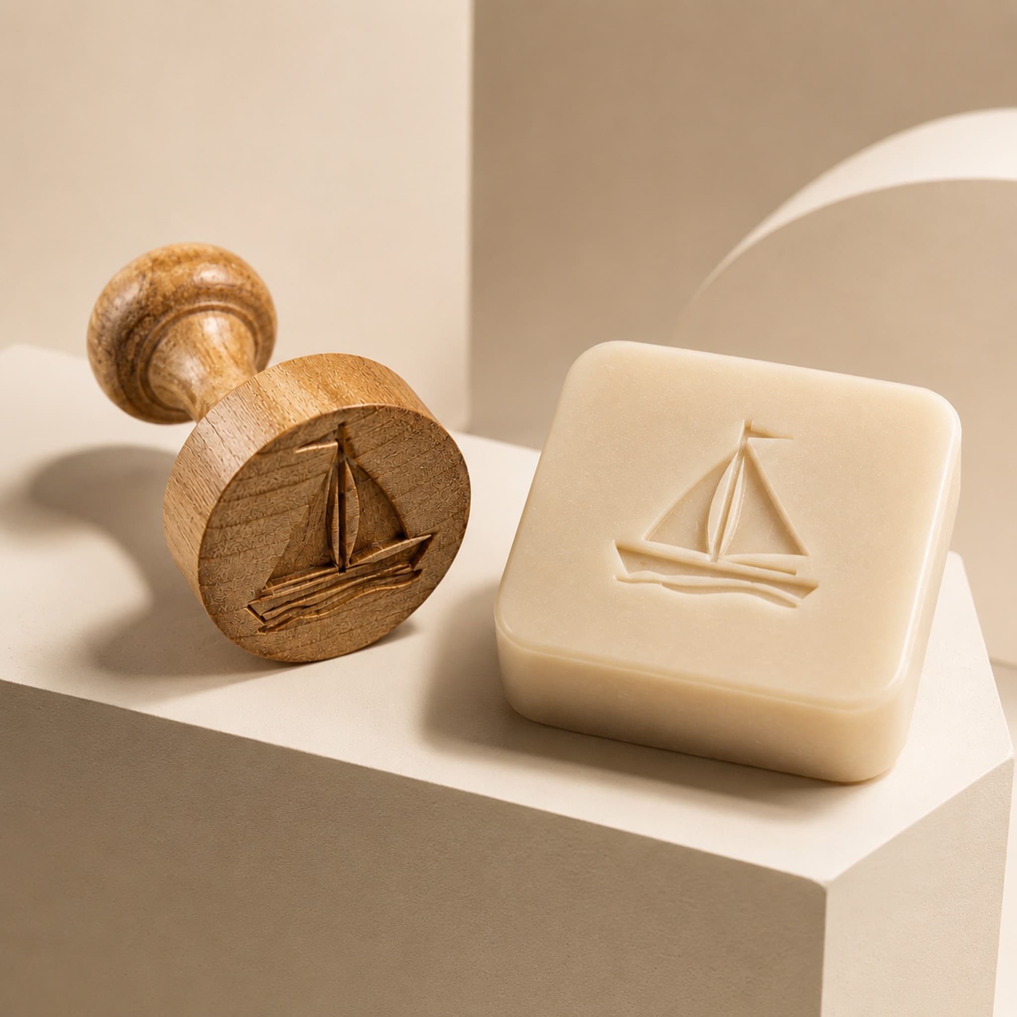 Yatch Shape Wooden Soap Stamp (2.5 cm)