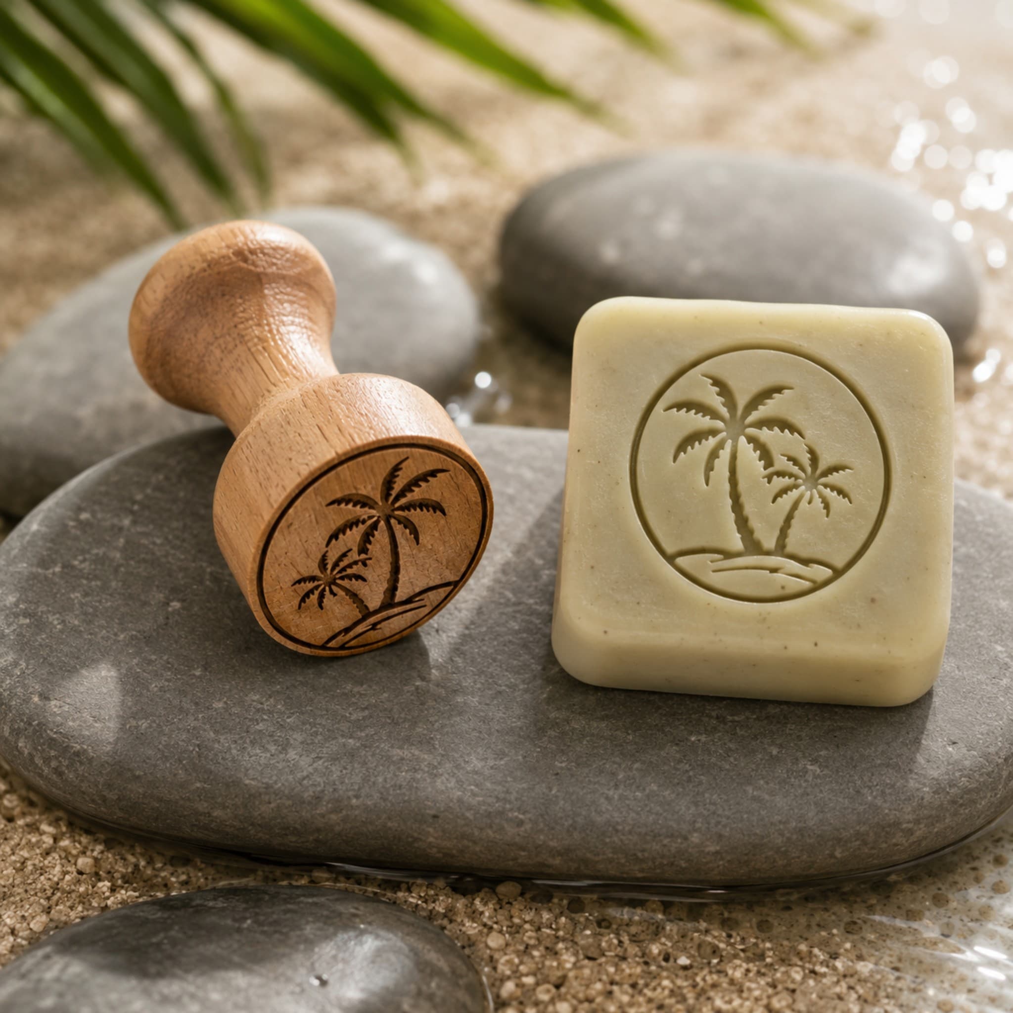 Coconut Trees Shape Wooden Soap Stamp (2.5 cm)