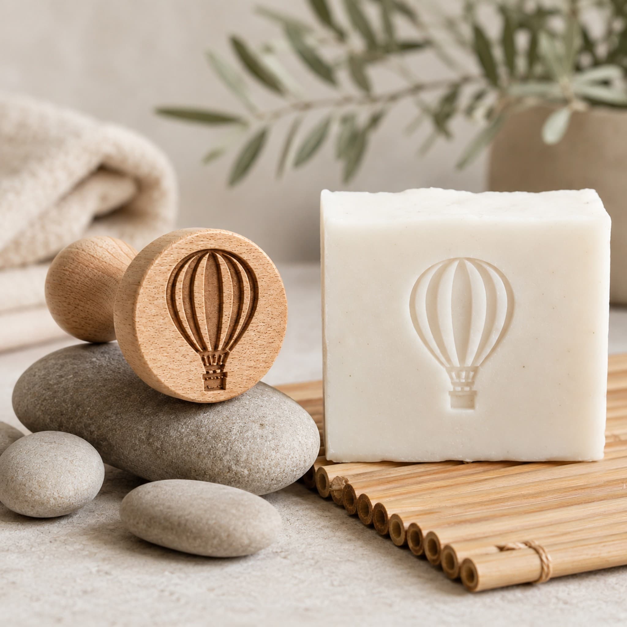 Hot Air Balloon Shape Wooden Soap Stamp (2.5 cm)